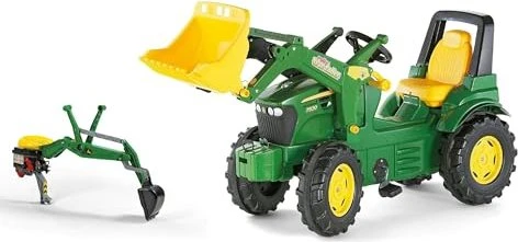 rolly toys rollyJunior John Deere Trettraktor mit Frontlader und Heckbagger grün