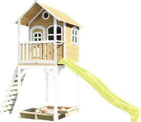 Axi Spielhaus Romy braun/weiß mit Rutsche hellgrün