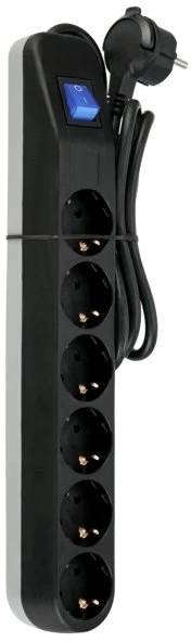 REV Ritter ICE Steckdosenleiste mit Schalter, 6-fach, 1.4m, schwarz