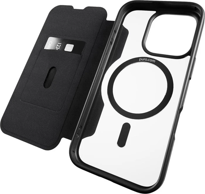Puro Book Mag Case für Apple iPhone 16 Pro Max schwarz