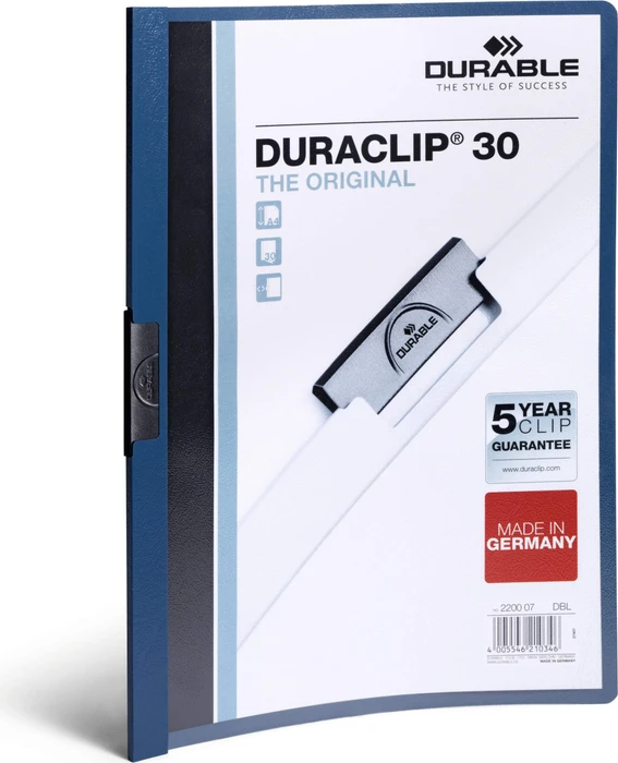 Durable Duraclip 30 Klemmmappe, A4, dunkelblau/transparent