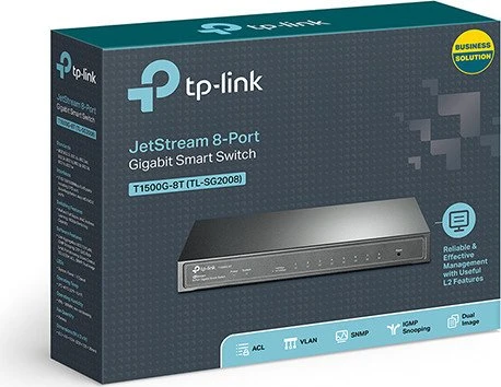TP-Link T1500G JetStream Desktop Gigabit Smart Switch, 8x RJ-45, PoE PD