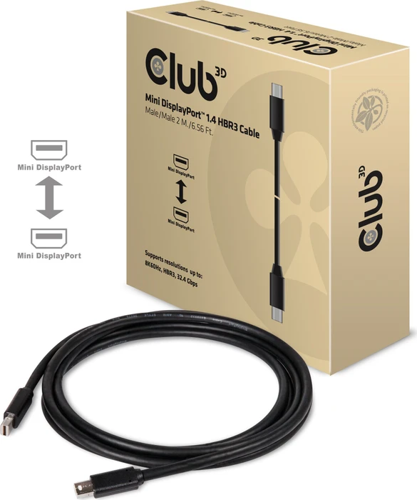 Club 3D Mini DisplayPort/Mini DisplayPort 1.4 Kabel HBR3 schwarz, 2m