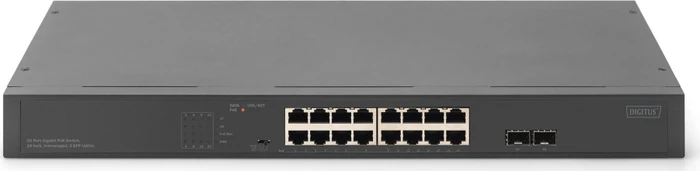 Digitus DN-953 Rackmount Gigabit Switch, 16x RJ-45, 2x SFP, 250W PoE+