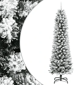 vidaXL Künstlicher Weihnachtsbaum schlank mit Schnee, 150cm
