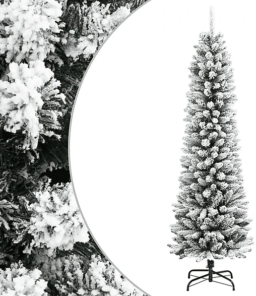 vidaXL Künstlicher Weihnachtsbaum schlank mit Schnee, 150cm