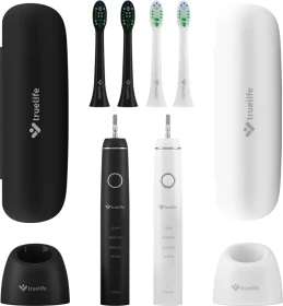 TrueLife SonicBrush Compact Duo schwarz/weiß + 2. Handstück + 4 Aufsteckbürsten
