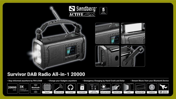 Sandberg Survivor DAB Radio All-in-1 20000