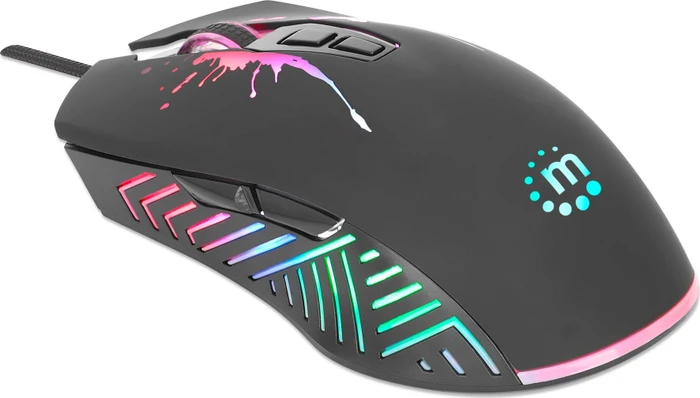 Manhattan RGB Gaming-Maus, 7 Tasten, 7200dpi, schwarz, USB