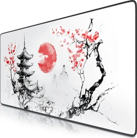 Titanwolf Delta XXL, Gaming-Mauspad, 900x400mm, Japan Ink Painting, schwarzer Rahmen
