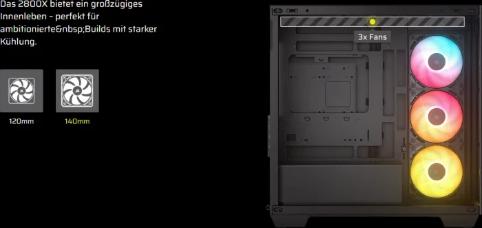 Corsair 2800X RS-R RGB, schwarz, Glasfenster