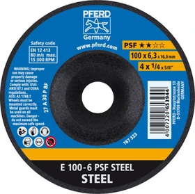 Pferd E 100-6 PSF STEEL/16.0 Schleifscheibe, 100x6.3x16mm, 10 Stück