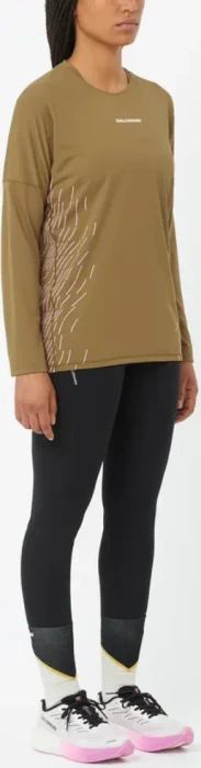 Salomon Sense Aero Graphic Laufshirt langarm brilliant olive/cyclamen (Damen)