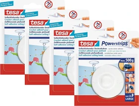 tesa Powerstrips Deckenhaken rund weiß, 1 Stück