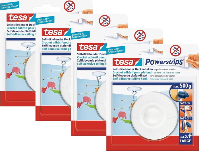 tesa Powerstrips Deckenhaken rund weiß, 1 Stück
