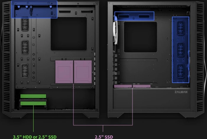 Zalman Z3 Iceberg_Black, schwarz, Glasfenster