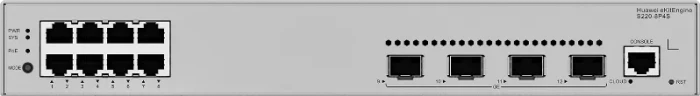 Huawei eKit SME Network eKitEngine S220 Series Rackmount Gigabit Managed Switch, 8x RJ-45, 4x SFP, 380W PoE+