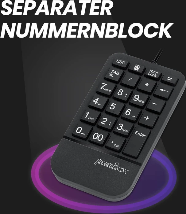 Perixx Periduo 606A 3-in-1 Wireless Compact Ergonomic Keyboard with Vertical Mouse and Numeric Keypad, USB, UK