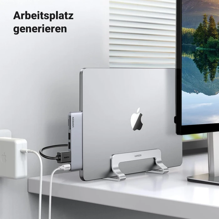 Ugreen Vertikaler Laptopständer, silber, verstellbar
