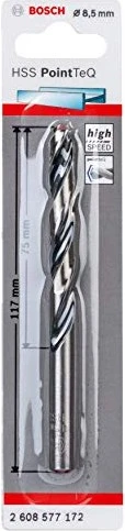 Bosch Professional HSS PointTeQ Spiralbohrer, 8.5x75x117mm, 1 Stück