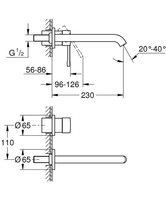 Grohe Essence 2-Loch-Waschbeckenarmatur hard graphite