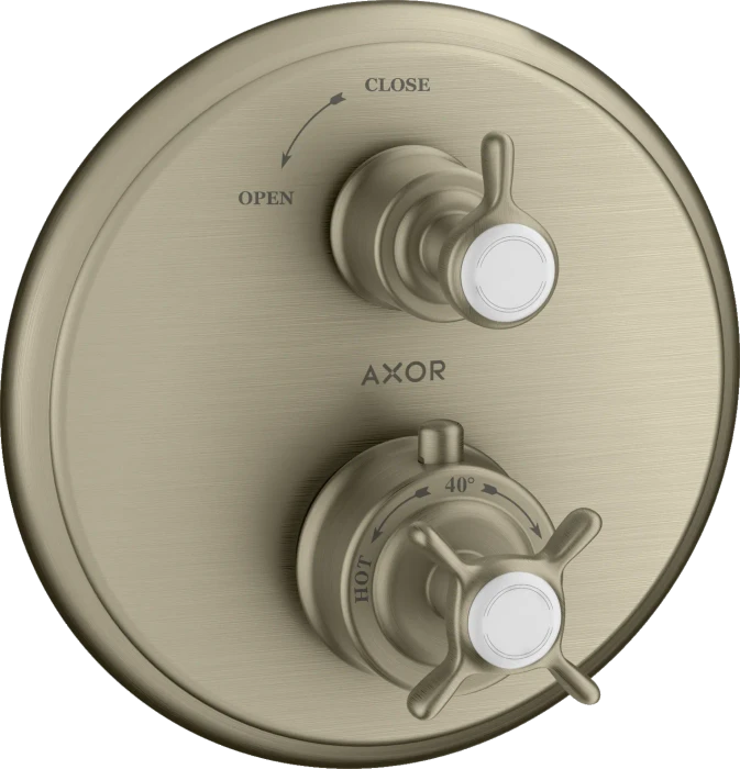 Hansgrohe Axor Montreux Thermostat Unterputz mit Kreuzgriff und Absperrventil brushed nickel