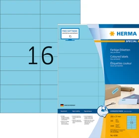 Herma Etiketten, 105x37mm, hellblau, 100 Blatt (1600 Etiketten)