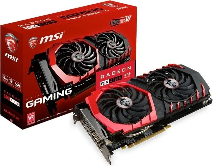 MSI Radeon RX 480 Gaming 8G, 8GB GDDR5, DVI, 2x HDMI, 2x DP