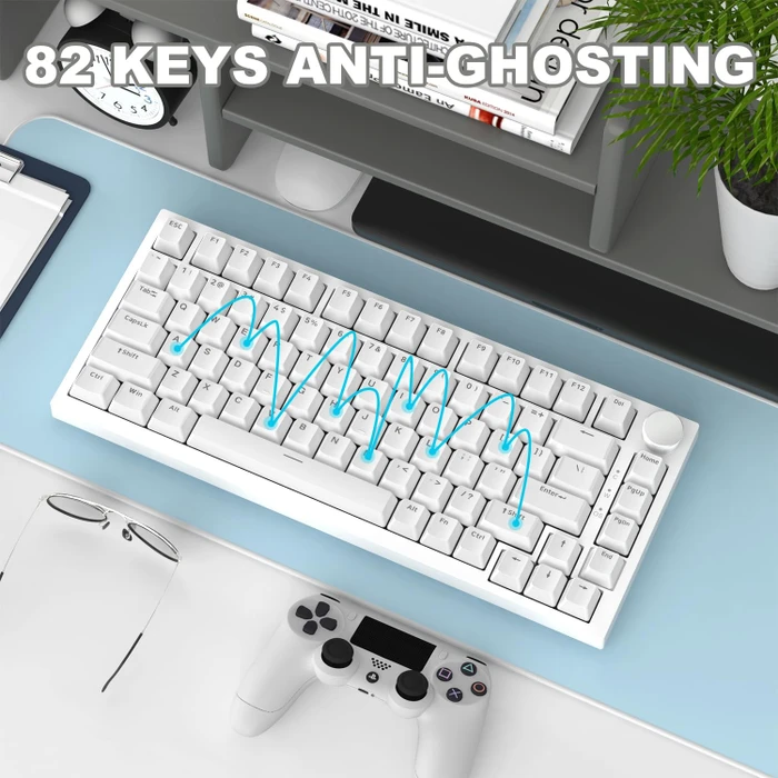 Ajazz AK820, White, LEDs blau, hot-swap, AS BLUE, USB, US