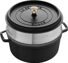 Zwilling Staub Cocotte Schmortopf rund mit Dämpfeinsatz 26cm 5.2l schwarz