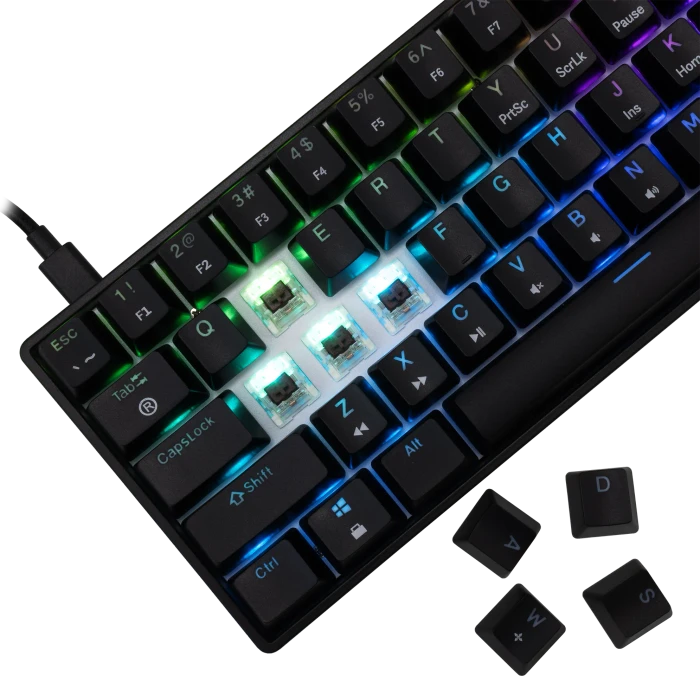 White Shark SHINOBI 2, schwarz, LEDs RGB, hot-swap, BLUE Switches, USB, US
