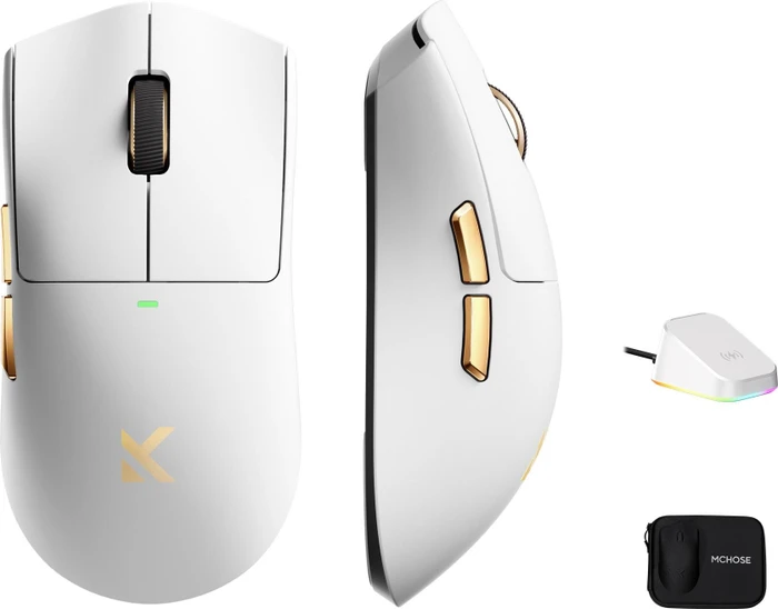 Mchose K7 Ultra mit Ladestation, weiß/gold, USB/Bluetooth