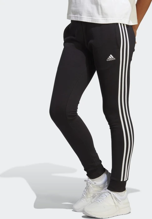 adidas Essentials 3-Streifen French Terry Cuffed Trainingshose lang schwarz/weiß (Damen)