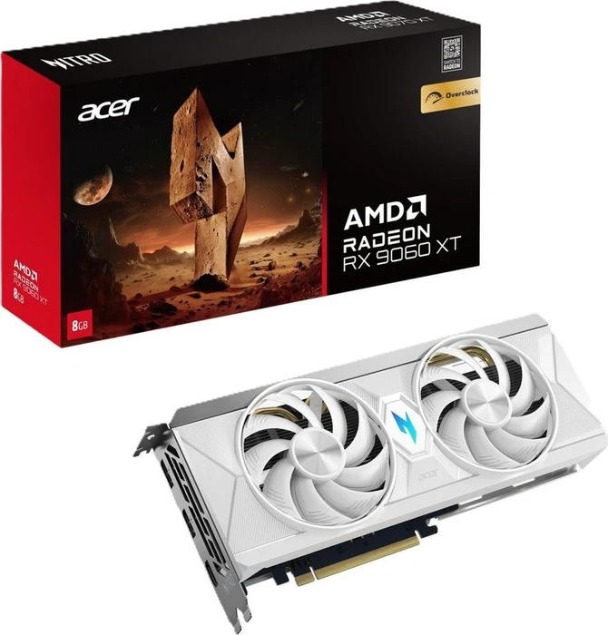 Acer Nitro Radeon RX 9060 XT OC 8GB White Edition, 8GB GDDR6, HDMI, 2x DP