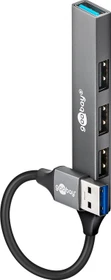 Wentronic goobay Slim 4-Port USB-Hub, 1x USB-A 3.0/3x USB-A 2.0, USB-A 3.0 [Stecker] (74456)