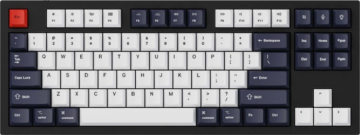 Keychron OEM Dye-Sub Keycap-Set Bluish Black White - Version B, Kunststoff (PBT), Bluish Black White, weiß/schwarz/blau, 114 Tasten, ANSI-US