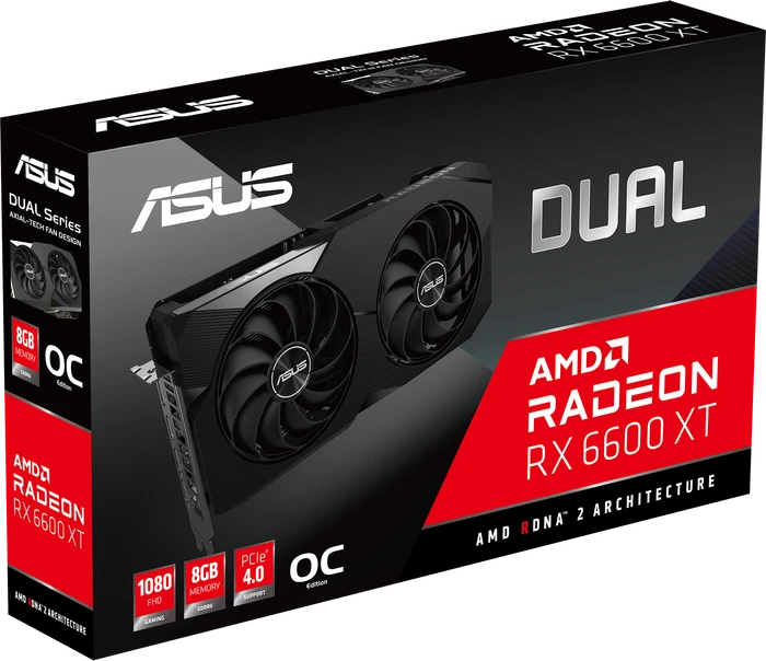 ASUS Radeon RX 6600 XT Dual OC, DUAL-RX6600XT-O8G, 8GB GDDR6, HDMI, 3x DP