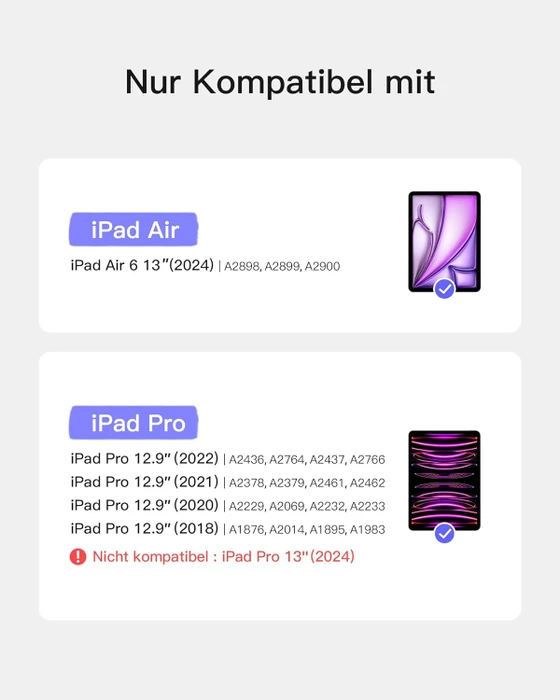 Inateck Abnehmbare Tastatur für iPad Air 6 13"/iPad Pro 12.9", grau, DE