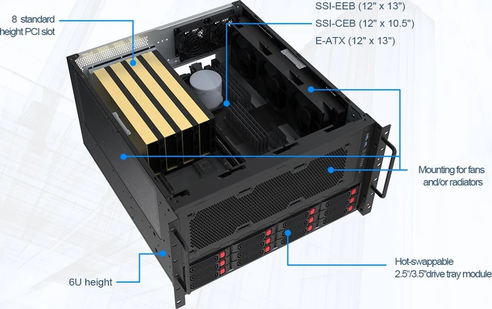 SilverStone RM61-312, schwarz, 6HE, ATX