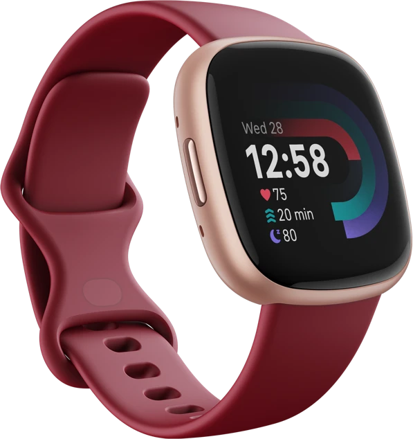 Fitbit Versa 4 Aktivitäts-Tracker himbeerrot/aluminium kupferrosé