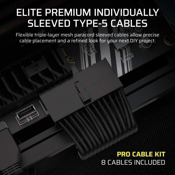 Corsair PSU Cable Kit Type 5 - Pro Kit, Elite Premium Individually Sleeved, schwarz