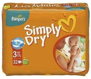 Pampers Simply Dry Gr.3 Einwegwindel, 4-9kg, 32 Stück