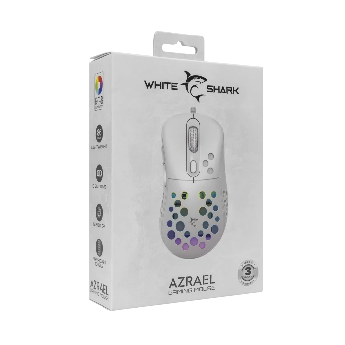 White Shark Azrael White Gaming Mouse, weiß, USB