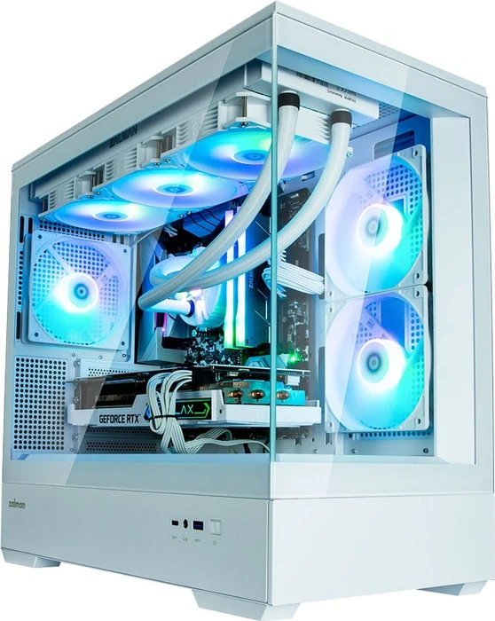 Zalman P30 White, weiß, Glasfenster