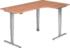 Hammerbacher Ergonomic Aktiv XDSM82/N/S elektrisch höhenverstellbarer Sitz-Steh-Schreibtisch 200x120cm Nussbaum/silber