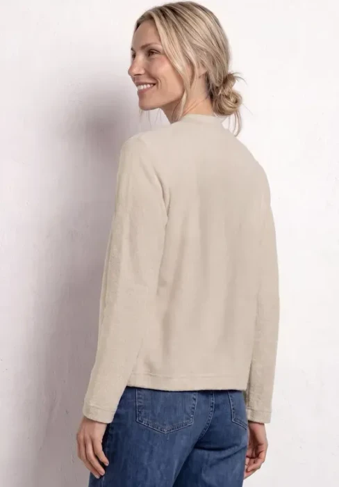 Street One Langarm Jacke im Strick-Look mit Zipper Strickjacke clay sand (Damen)