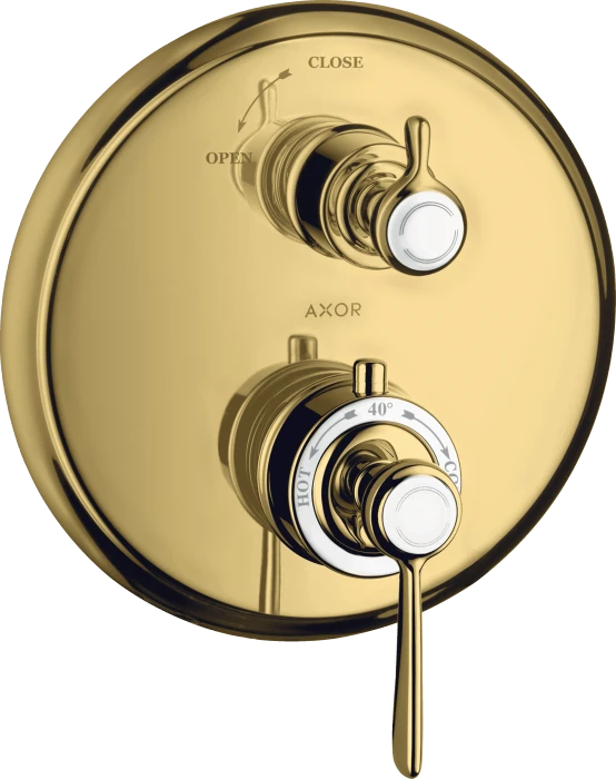 Hansgrohe Axor Montreux Thermostat Unterputz mit Hebelgriff und Absperrventil polished gold optic