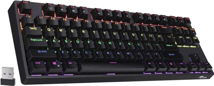 RK Royal Kludge RK87 Wireless TKL, LEDs RGB, schwarz, RK BROWN, USB, US