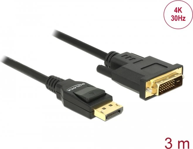DeLOCK DisplayPort 1.2 [Stecker] auf DVI-D 24-Pin [Stecker] Kabel, 3m
