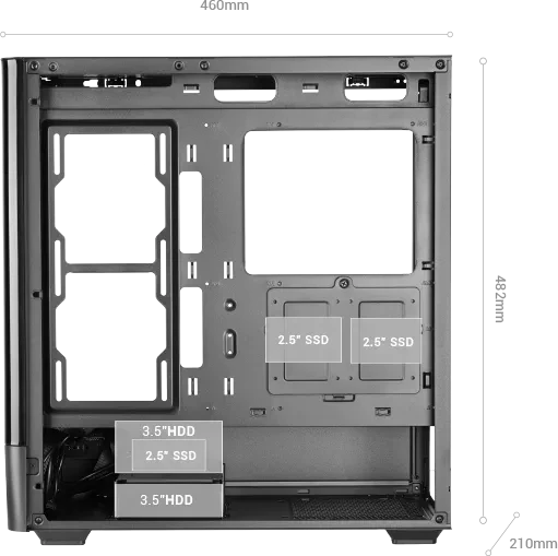 Mars Gaming MC-LCDPRO Black, Glasfenster
